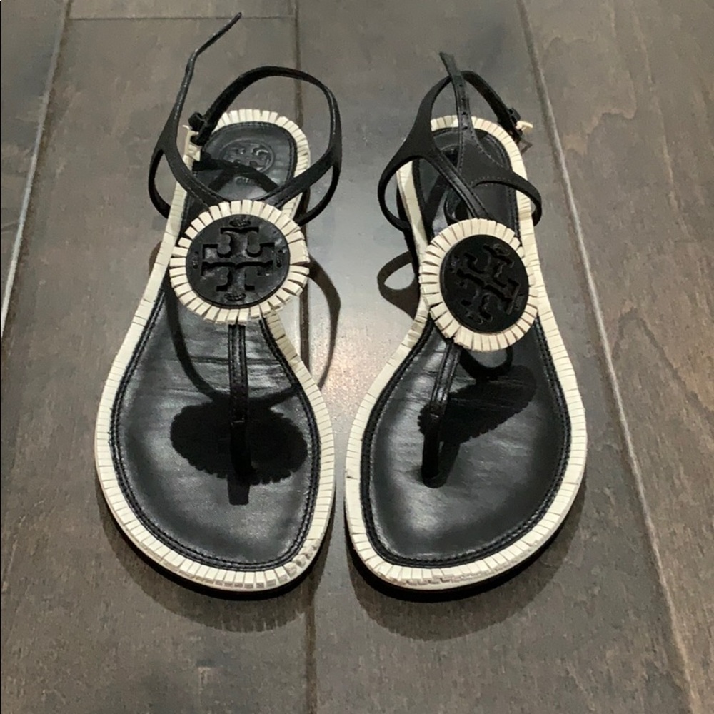 Tory Burch black and cream sandals